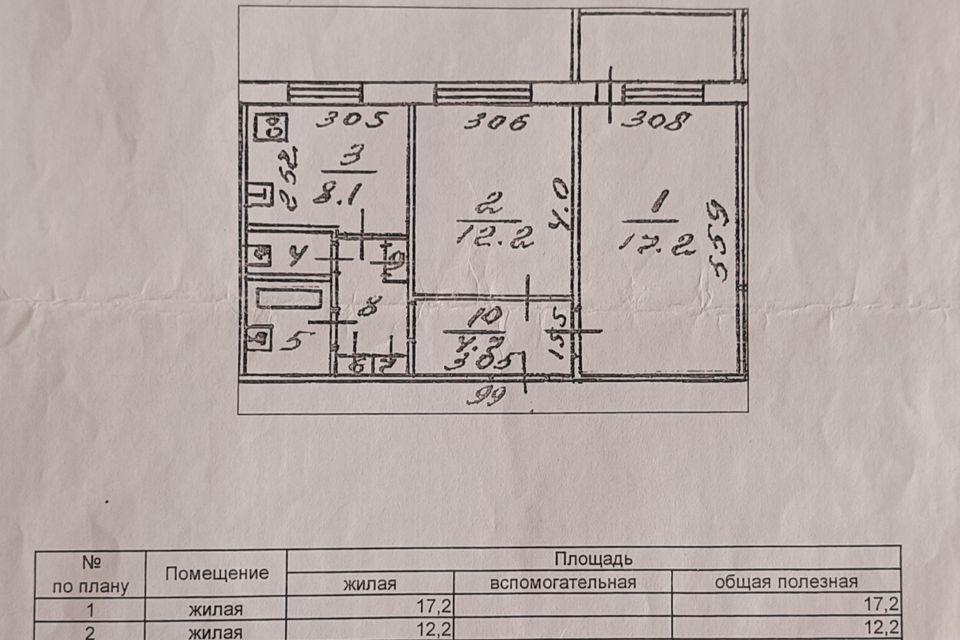 Продаётся 2-комнатная квартира, 49.7 м²