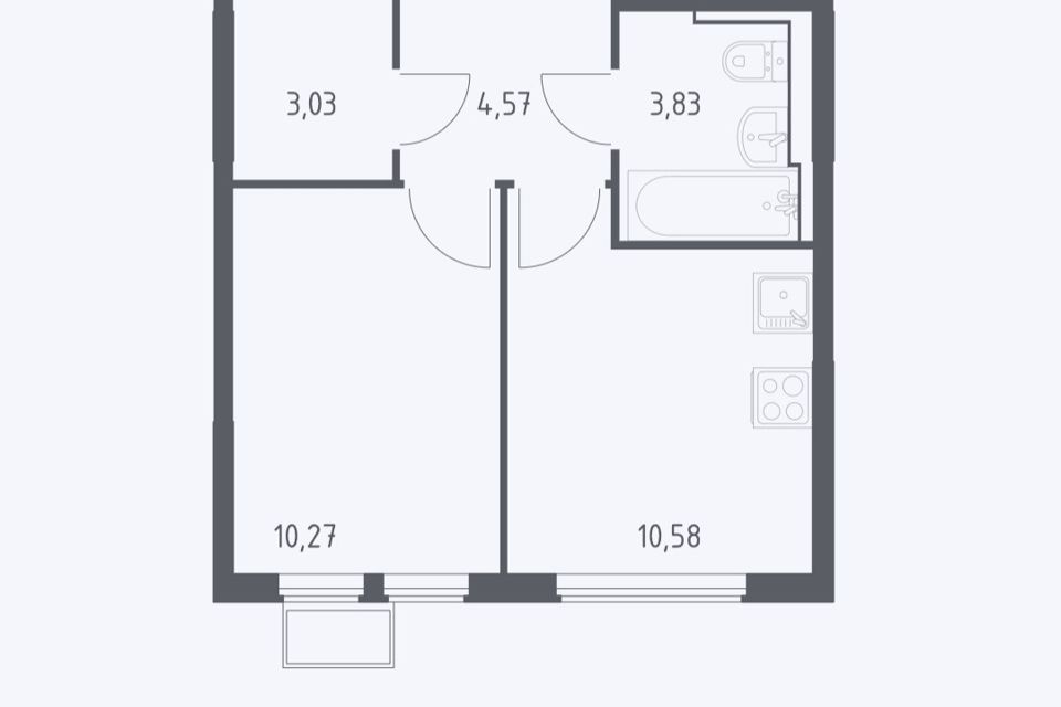 Продаётся 1-комнатная квартира, 32.3 м²