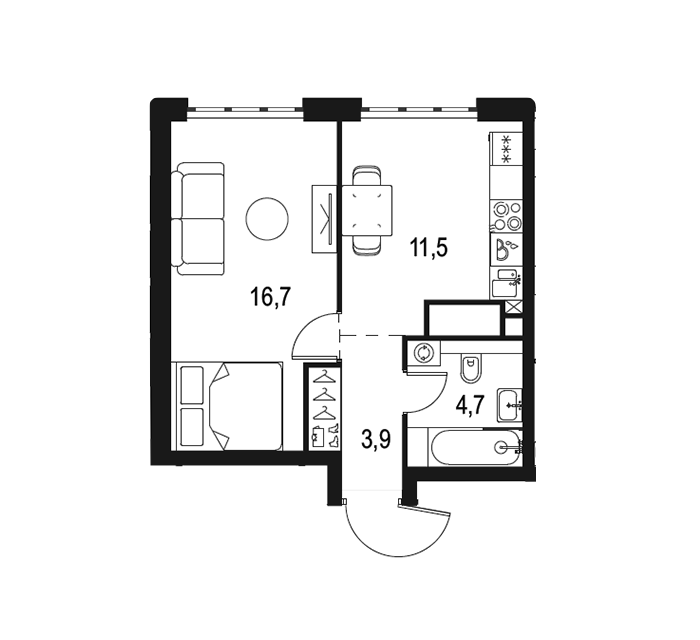 Продаётся 1-комнатная квартира, 36.8 м²