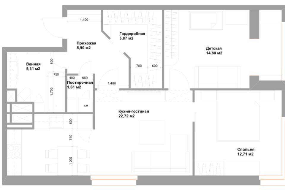 Продаётся 3-комнатная квартира, 70 м²