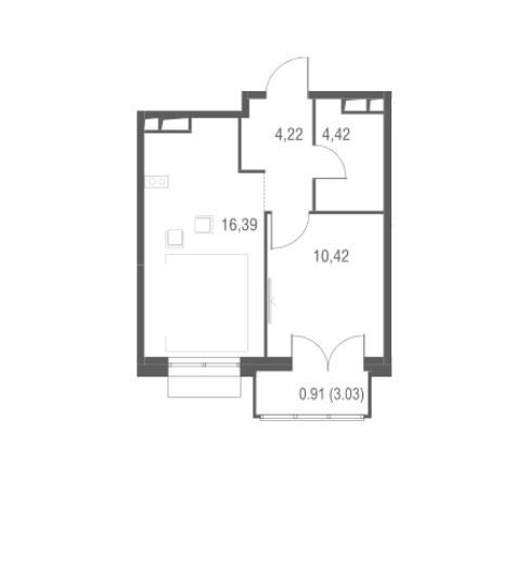 Продаётся 1-комнатная квартира, 36.36 м²