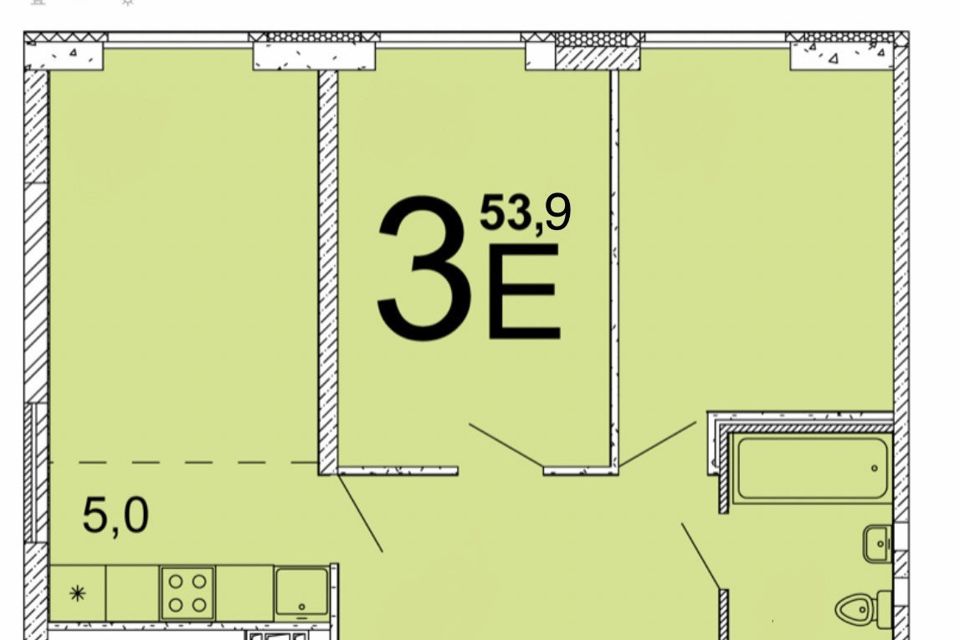 Продаётся 2-комнатная квартира, 53.9 м²