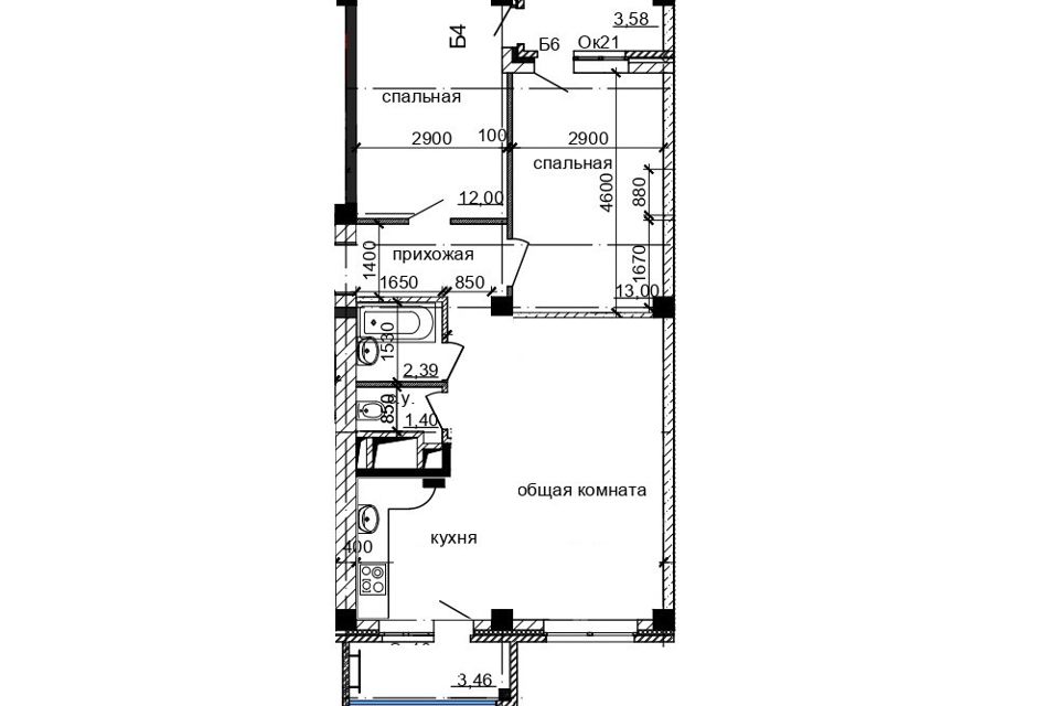 Продаётся 2-комнатная квартира, 67.5 м²