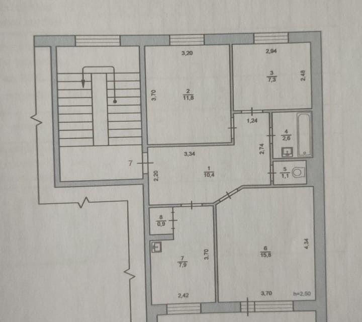 Продаётся 3-комнатная квартира, 57.8 м²