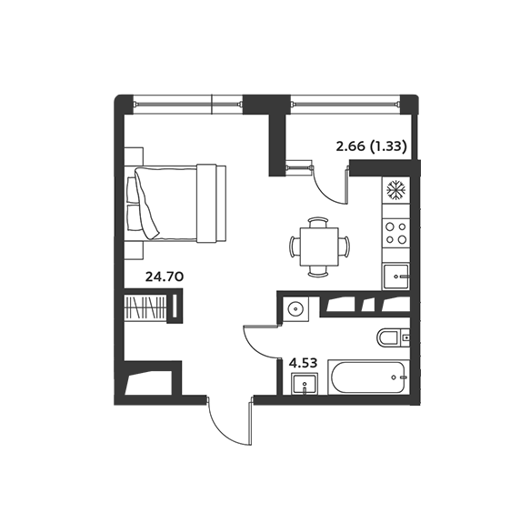 Продаётся студия, 30.11 м²