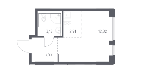 Продаётся студия, 22.3 м²