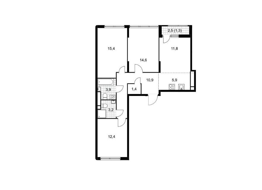 Продаётся 3-комнатная квартира, 80.8 м²