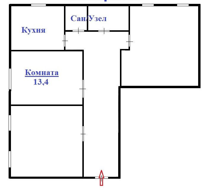 Продаётся комната в 3-комн. квартире, 13.4 м²