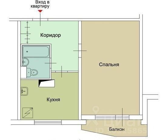 Продаётся 1-комнатная квартира, 38 м²