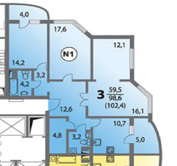 Продаётся 4-комнатная квартира, 110 м²