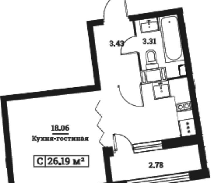 Продаётся студия, 24 м²