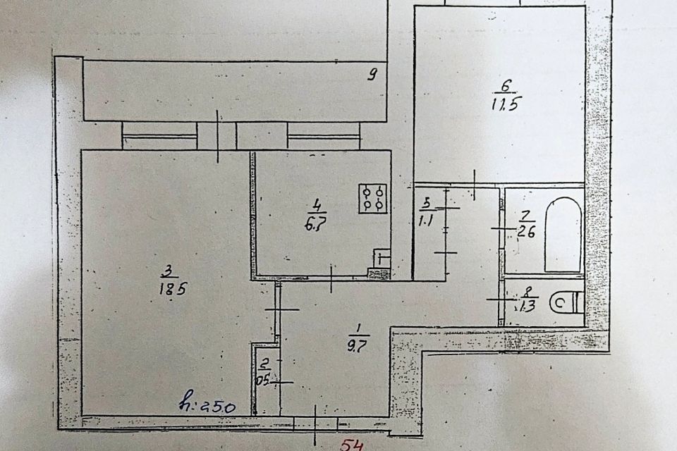Продаётся 2-комнатная квартира, 51.9 м²