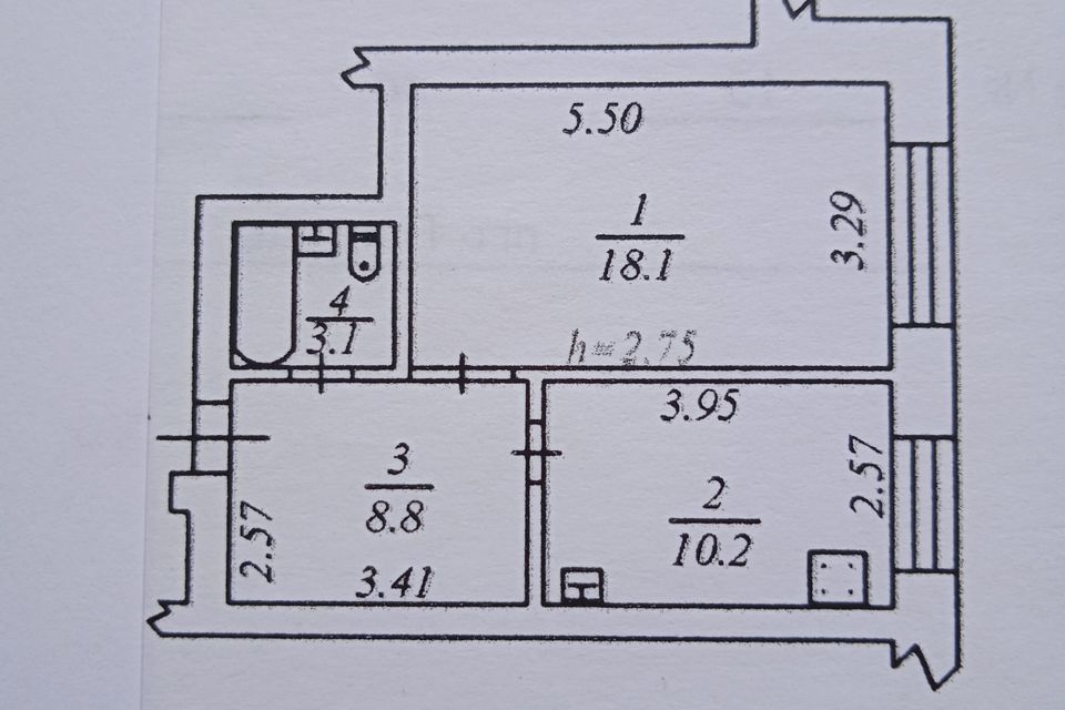 Продаётся 1-комнатная квартира, 40.2 м²
