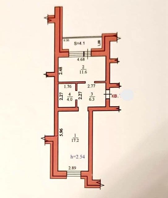 Продаётся 1-комнатная квартира, 39.1 м²