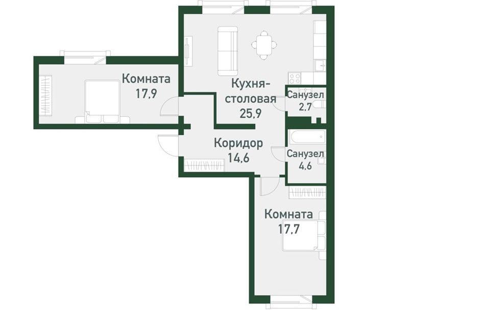 Продаётся 3-комнатная квартира, 83 м²