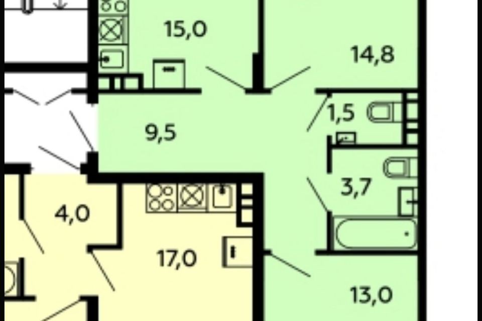 Продаётся 2-комнатная квартира, 59 м²