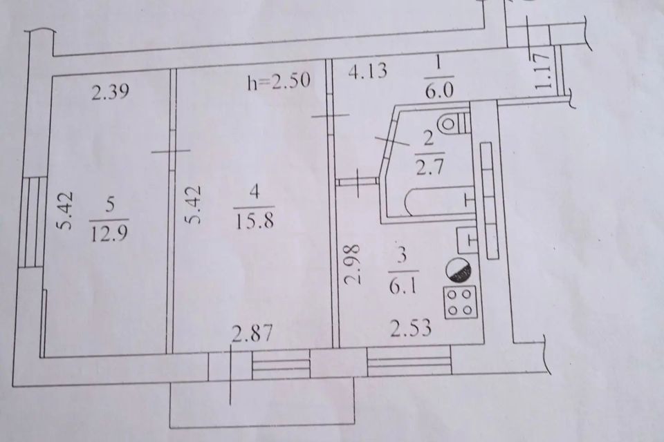Продаётся 2-комнатная квартира, 44.2 м²