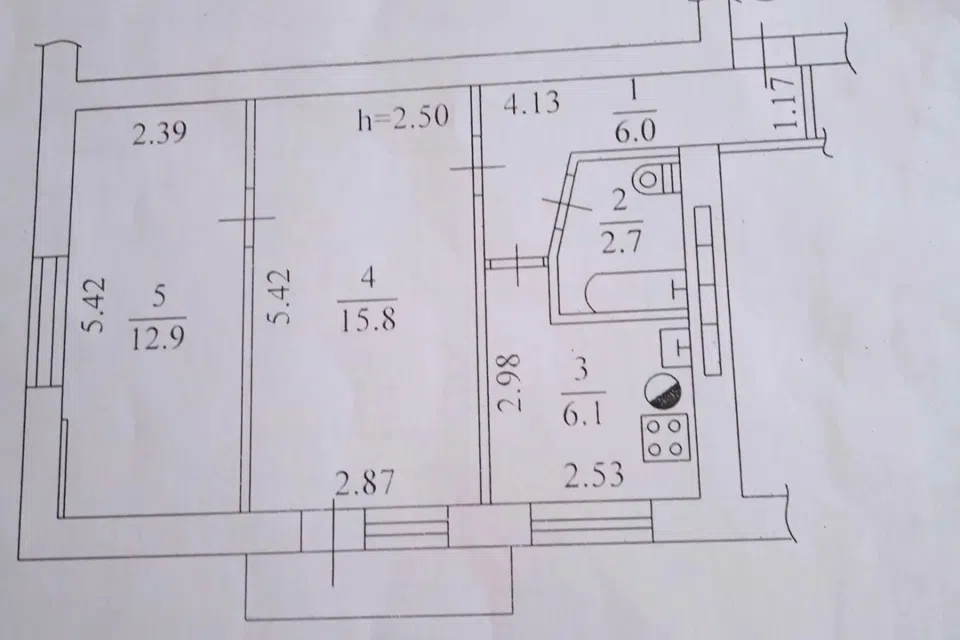 Продаётся 2-комнатная квартира, 44.2 м²