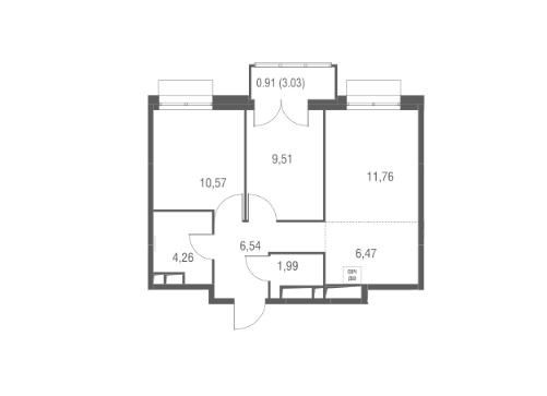 Продаётся 2-комнатная квартира, 52.01 м²