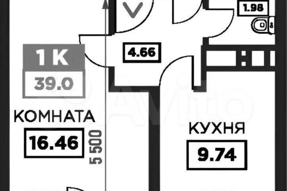 Сдаётся 1-комнатная квартира, 41 м²