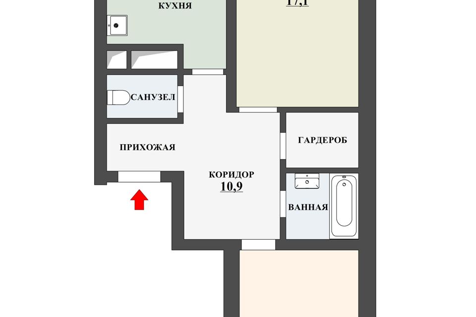 Продаётся 2-комнатная квартира, 60.5 м²