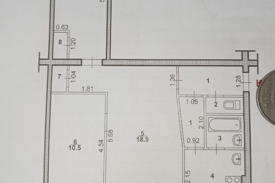 Продаётся 3-комнатная квартира, 57.3 м²