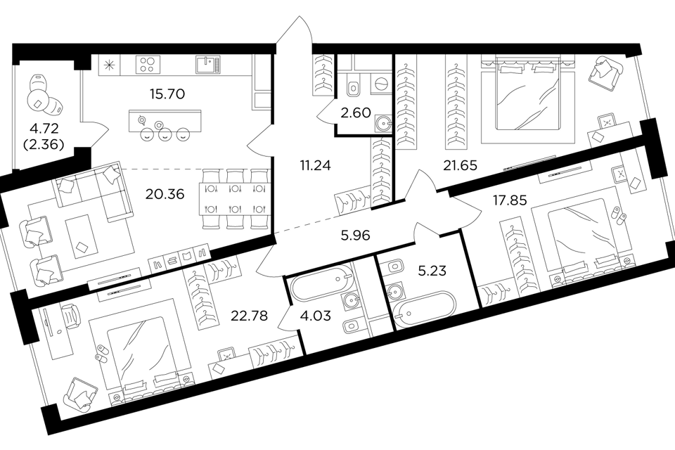 Продаётся 4-комнатная квартира, 128 м²