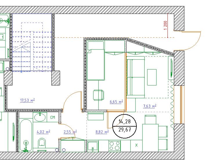 Продаётся 1-комнатная квартира, 29.67 м²