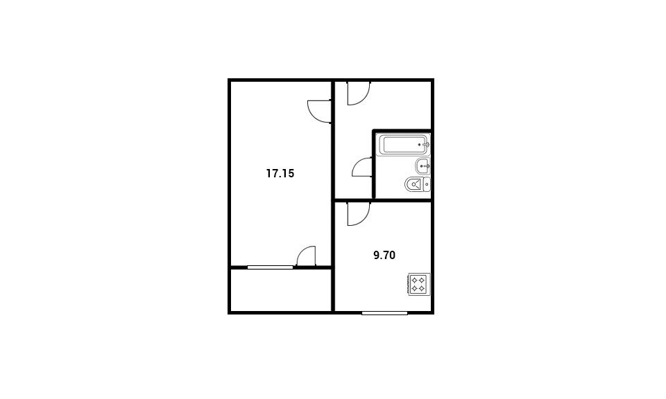 Продаётся 1-комнатная квартира, 37.6 м²