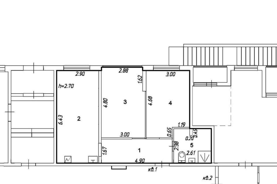 Продаётся 2-комнатная квартира, 60.4 м²