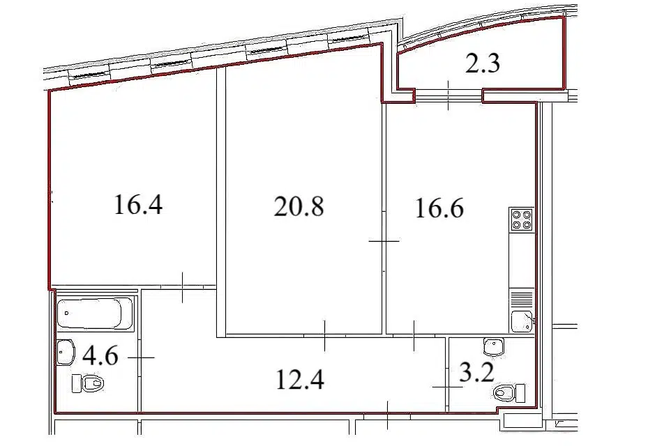Продаётся 2-комнатная квартира, 74 м²