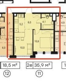 Продаётся 1-комнатная квартира, 35.9 м²