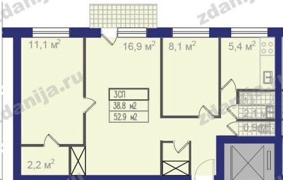 Продаётся 3-комнатная квартира, 53.4 м²