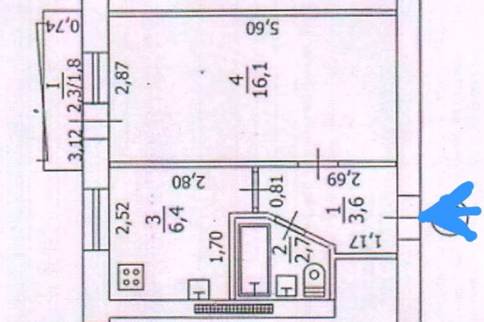 Продаётся 1-комнатная квартира, 31 м²