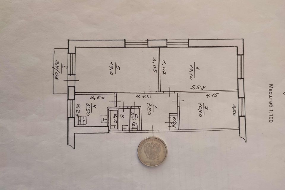 Продаётся 3-комнатная квартира, 62 м²