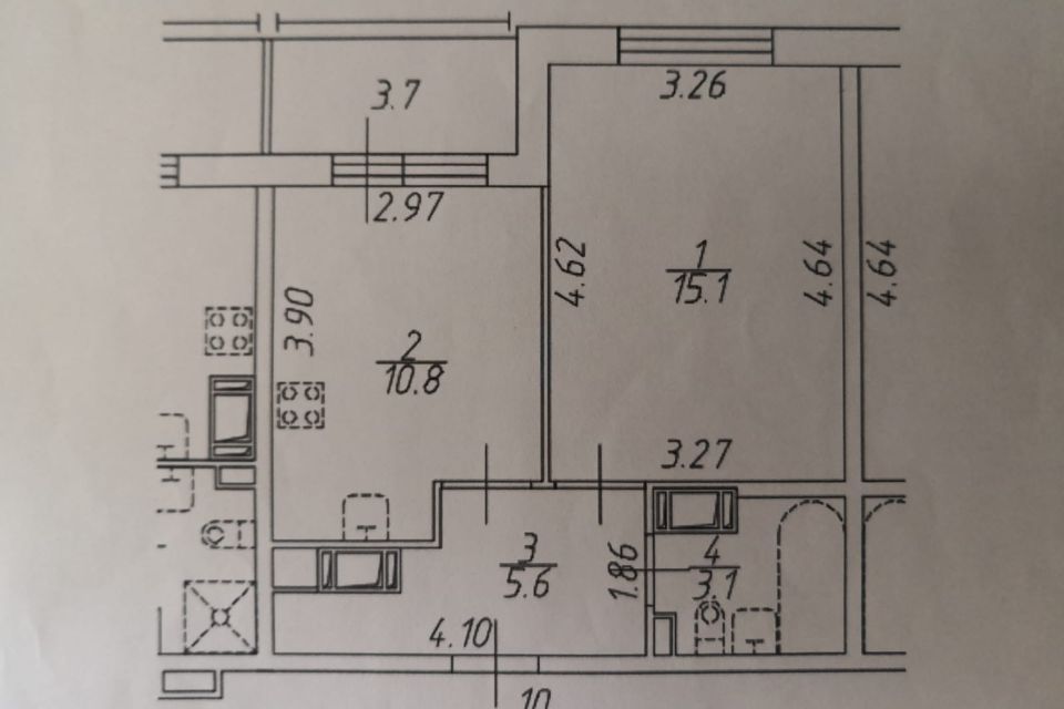 Продаётся 1-комнатная квартира, 34.6 м²