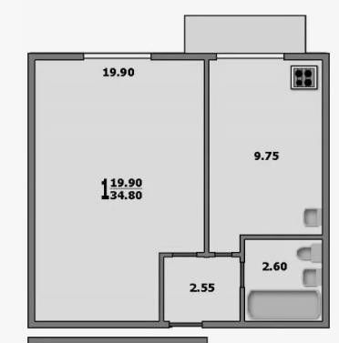 Продаётся 1-комнатная квартира, 35 м²