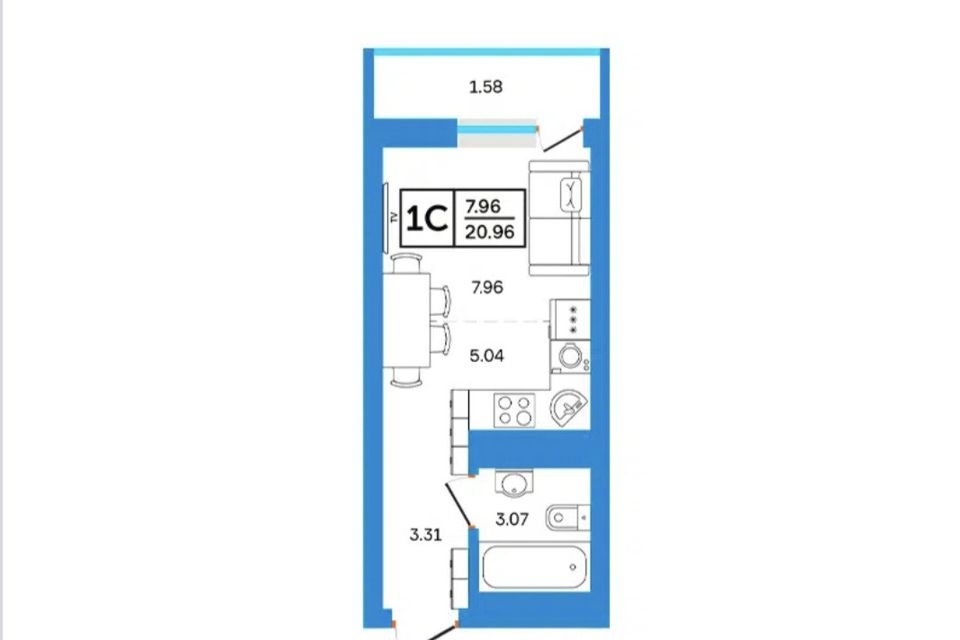 Продаётся студия, 21 м²