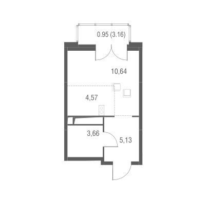 Продаётся студия, 24.95 м²