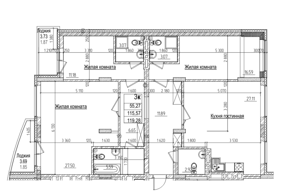 Продаётся 4-комнатная квартира, 115.5 м²