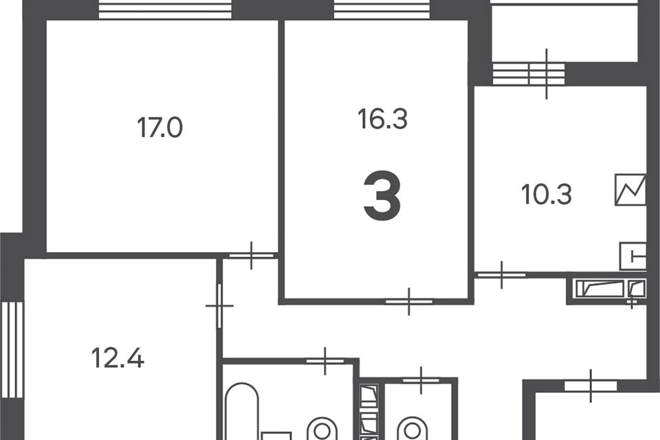 Продаётся 3-комнатная квартира, 74 м²
