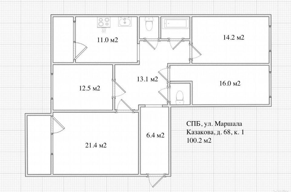 Продаётся 4-комнатная квартира, 100.2 м²