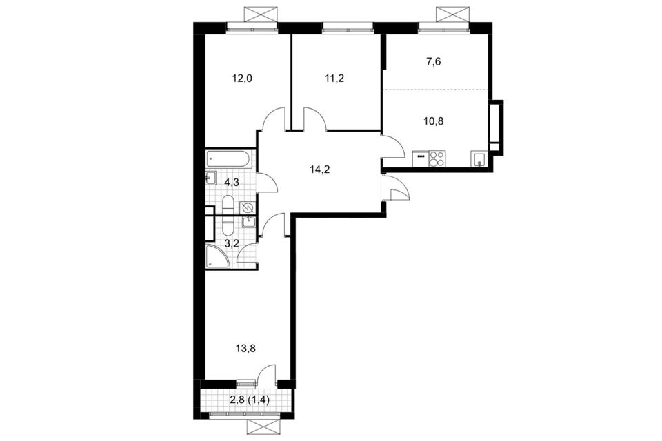 Продаётся 3-комнатная квартира, 78.5 м²