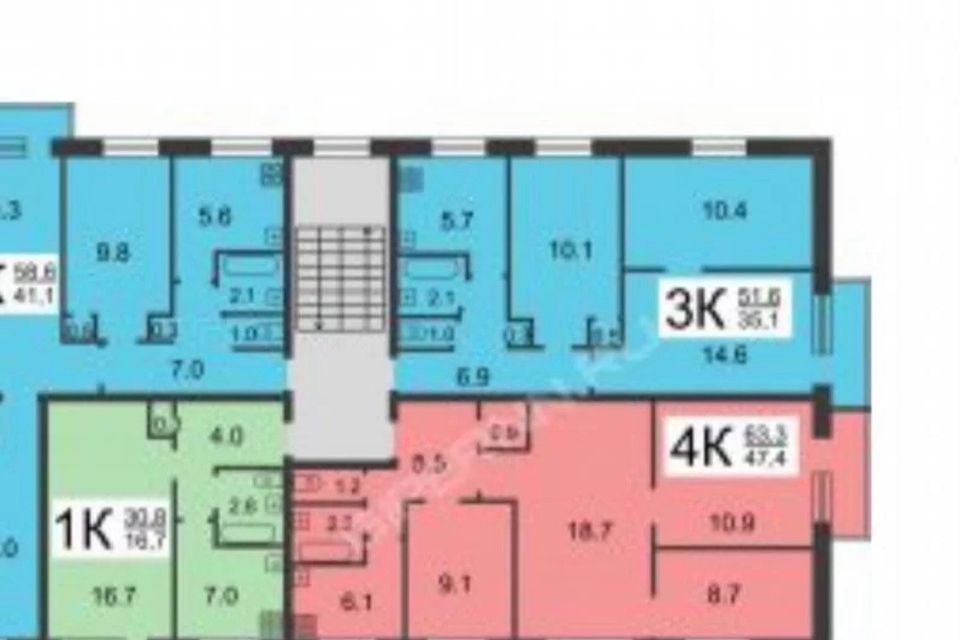 Продаётся 4-комнатная квартира, 62 м²