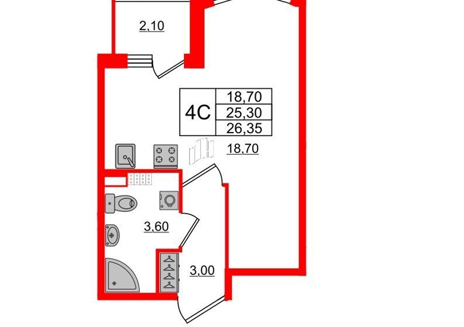 Продаётся студия, 25.3 м²