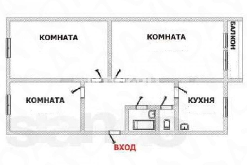 План квартиры 3 брежневки