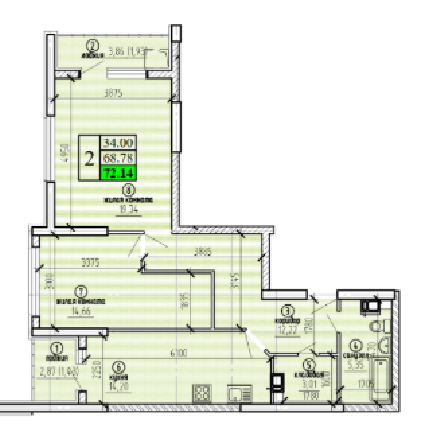 Продаётся 2-комнатная квартира, 69.78 м²