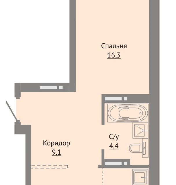 Продаётся 1-комнатная квартира, 52.2 м²