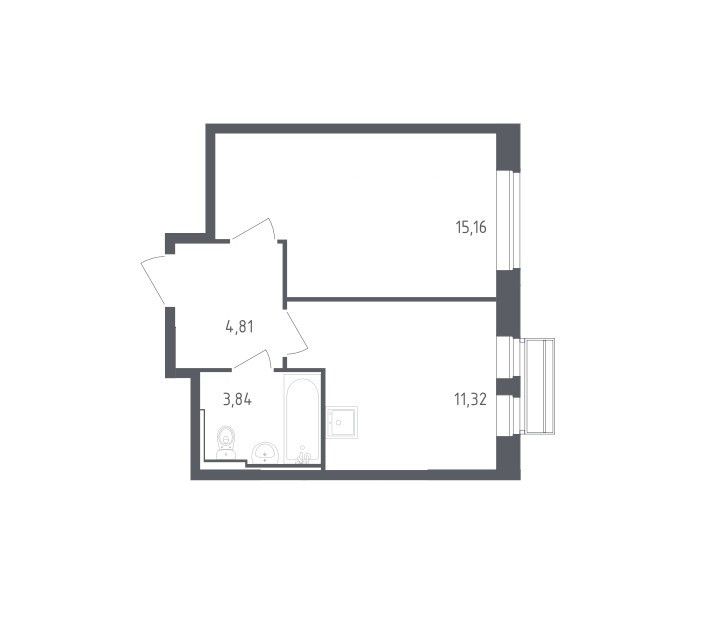 Продаётся 1-комнатная квартира, 35.13 м²