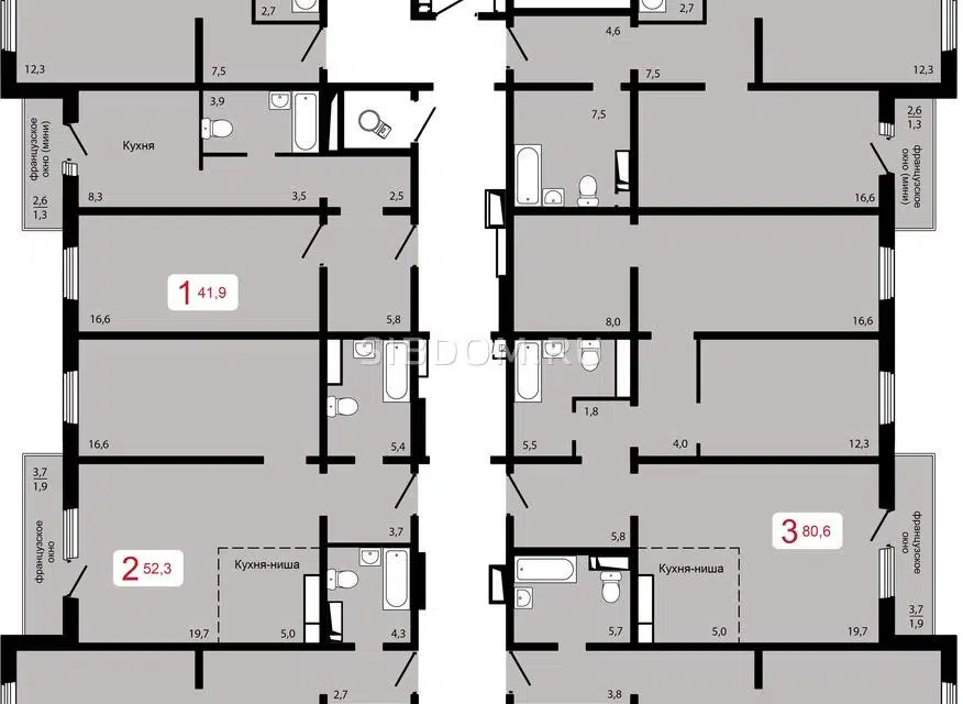 Продаётся 1-комнатная квартира, 50.4 м²